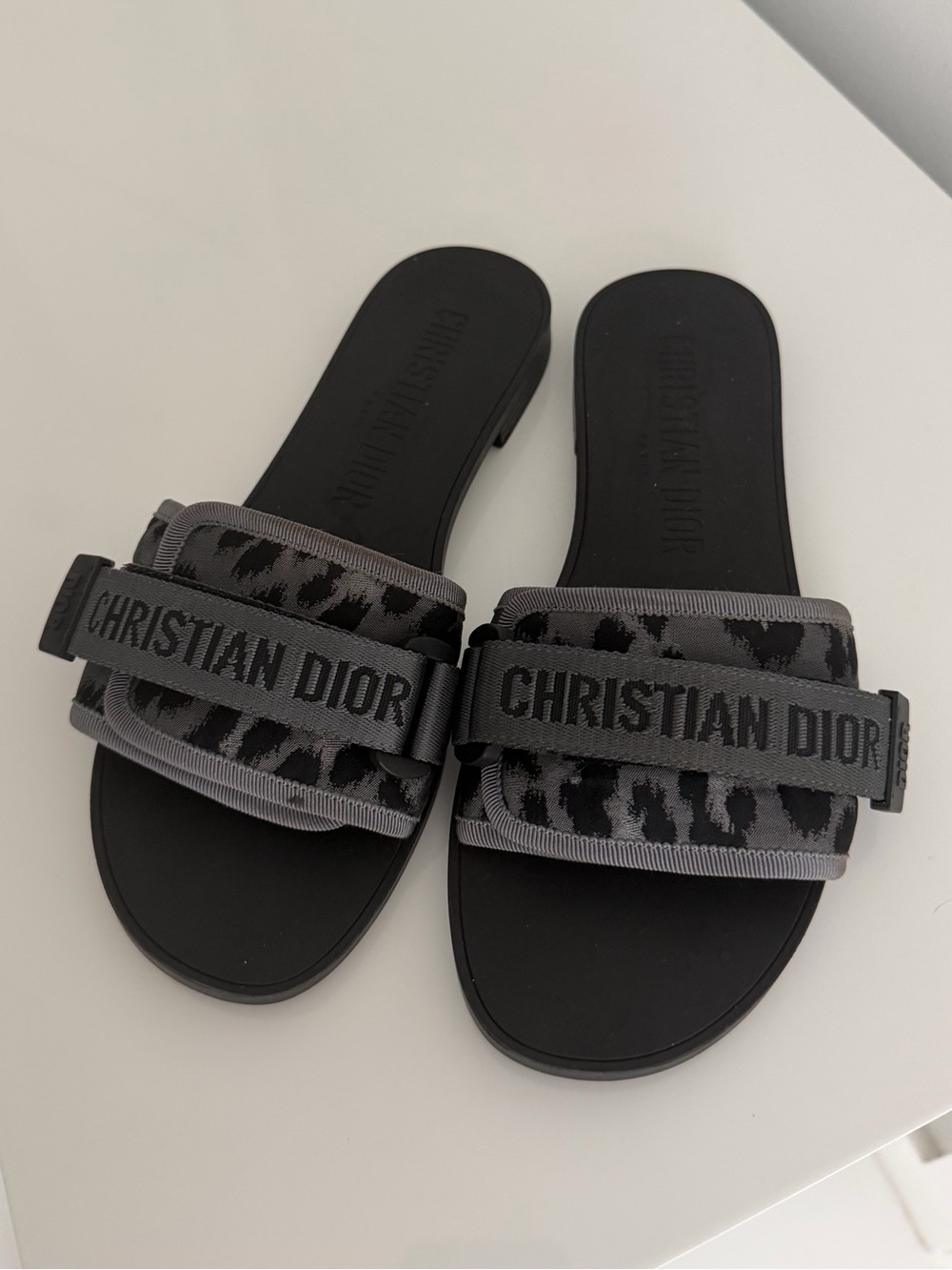 Dior Black and Gray Logo Slide Sandals - Picture 2 of 3